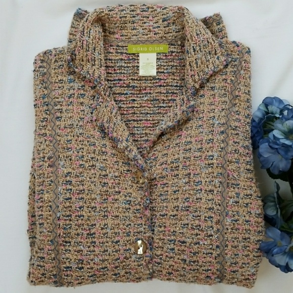 Sigrid Olson knobby tweed button up Sweater Jacket - Picture 11 of 12